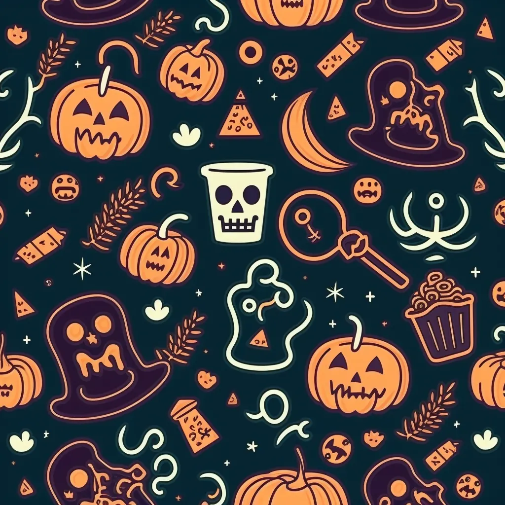 simple seamless doodle halloween themed pattern